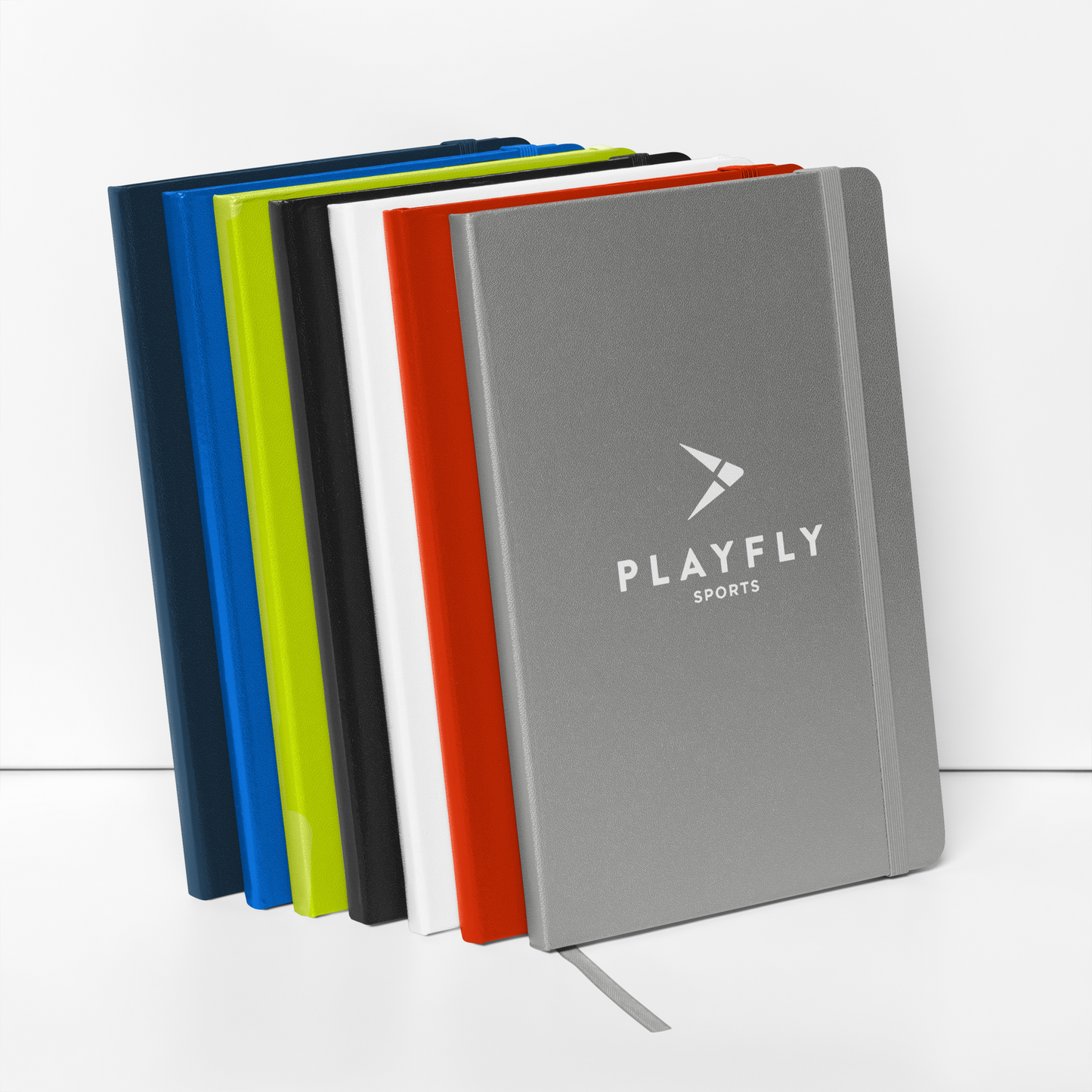 Playfly White logo - Hardcover bound notebook