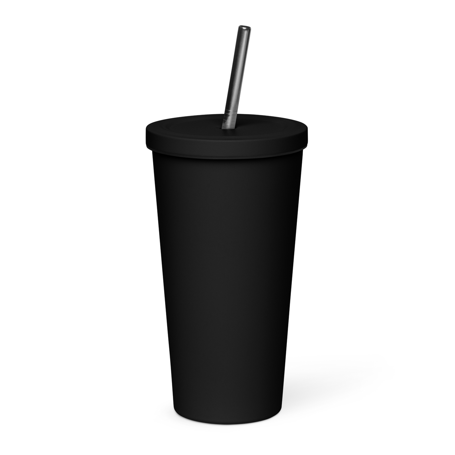 White Playfly Logo - Insulated tumbler with a straw