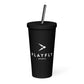 White Playfly Logo - Insulated tumbler with a straw