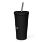 White Playfly Logo - Insulated tumbler with a straw