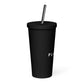 White Playfly Logo - Insulated tumbler with a straw