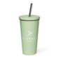 White Playfly Logo - Insulated tumbler with a straw