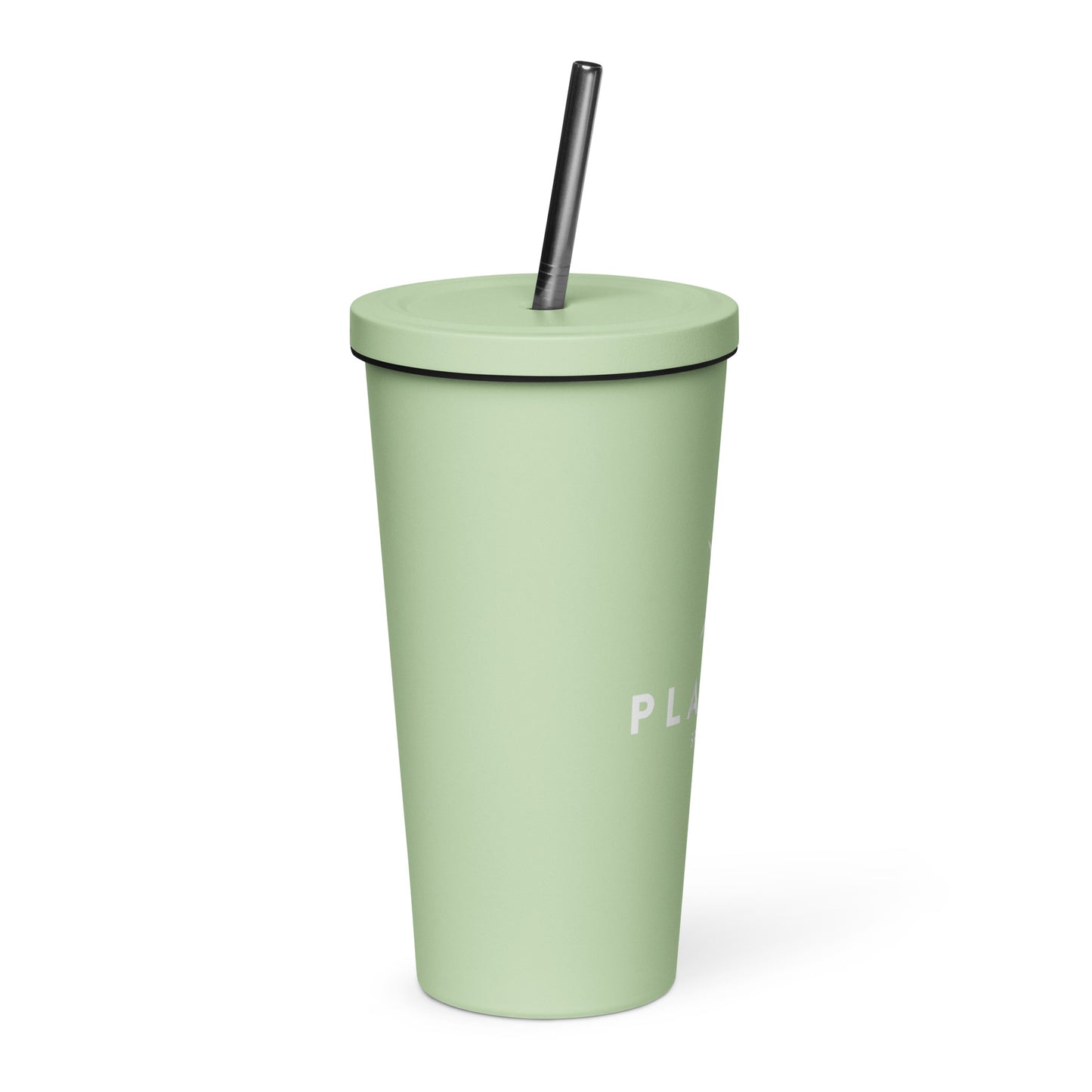 White Playfly Logo - Insulated tumbler with a straw