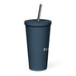 White Playfly Logo - Insulated tumbler with a straw