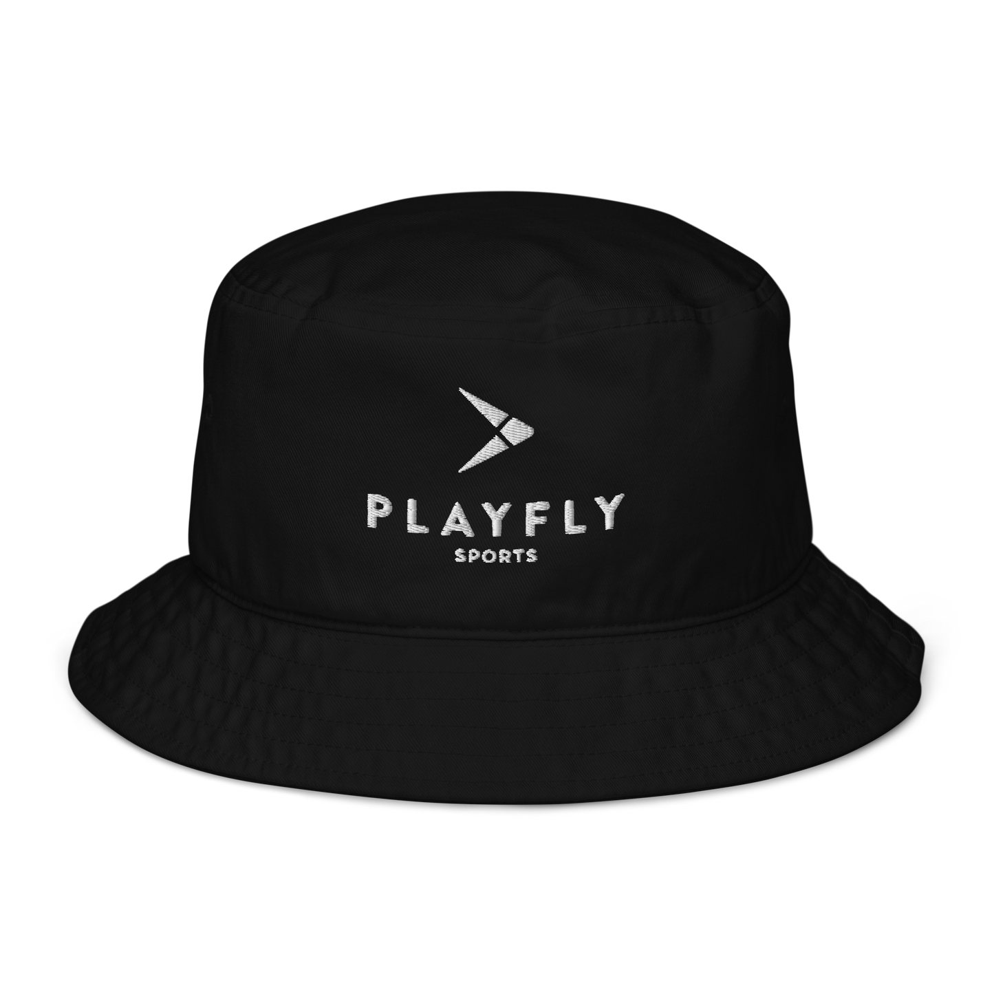 Playfly White Logo Organic bucket hat