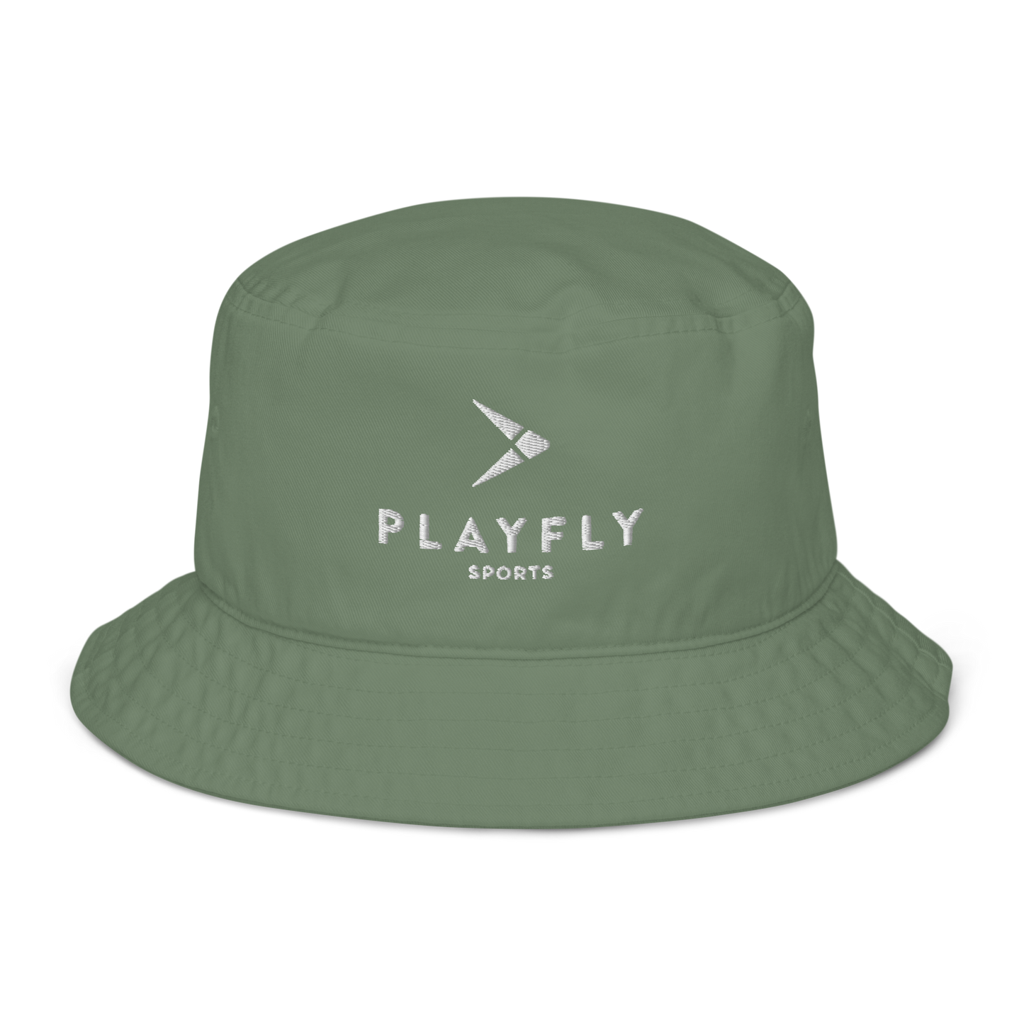 Playfly White Logo Organic bucket hat