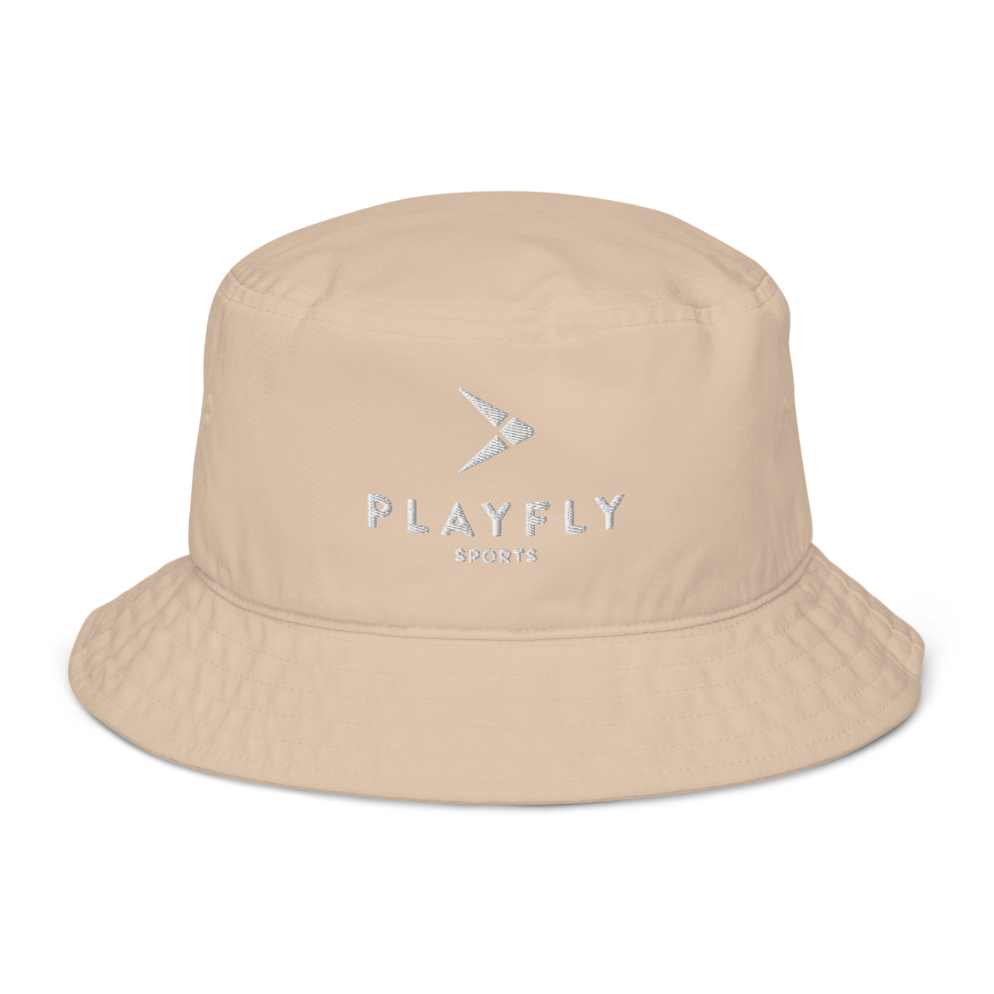 Playfly White Logo Organic bucket hat