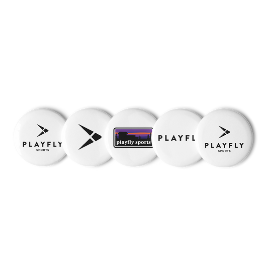 Playfly logo Set of pin buttons