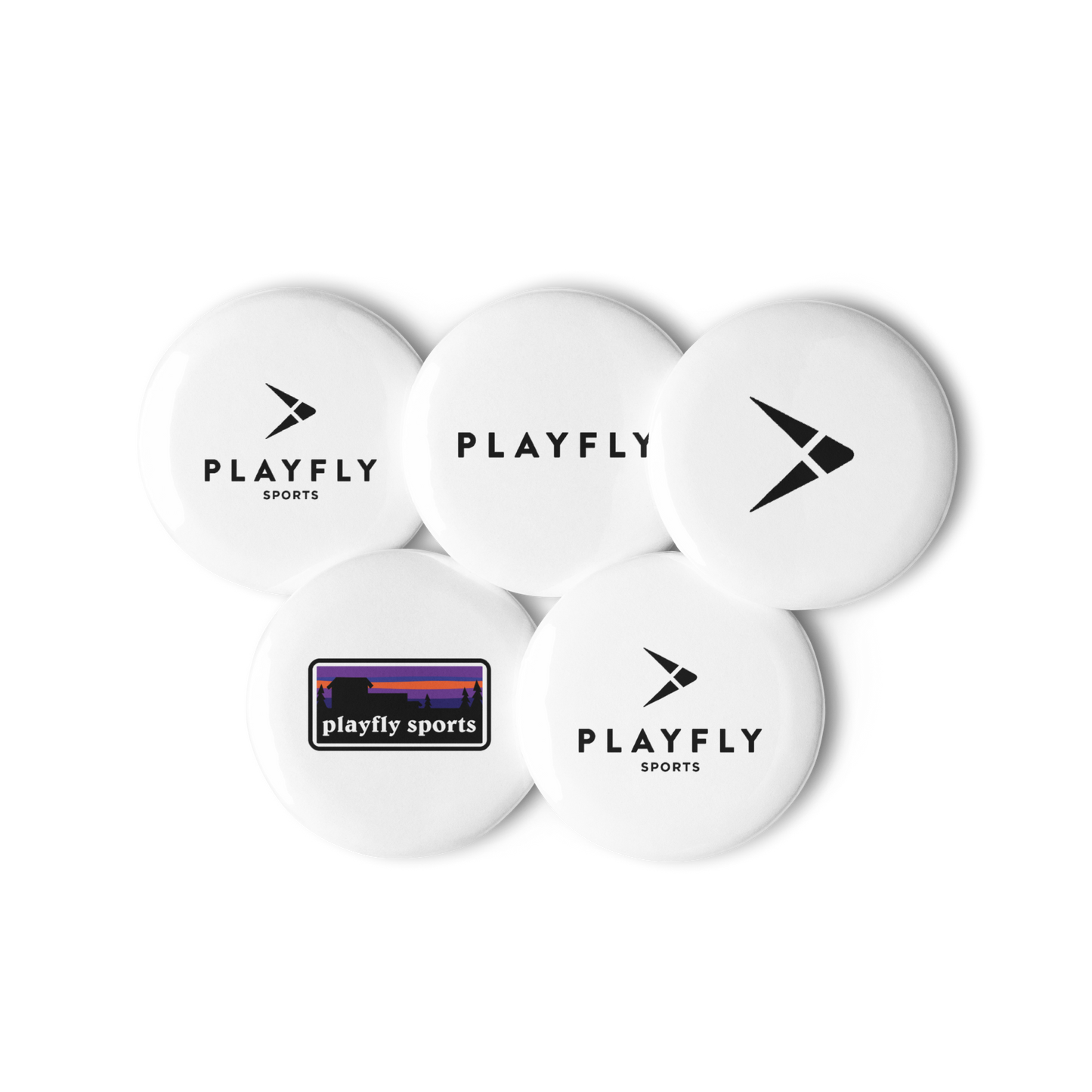 Playfly logo Set of pin buttons