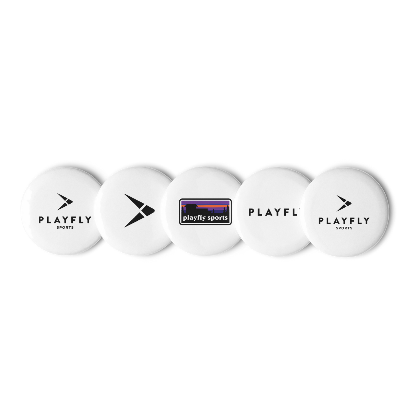 Playfly logo Set of pin buttons