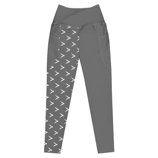 Gray Playfly - Crossover leggings with pockets