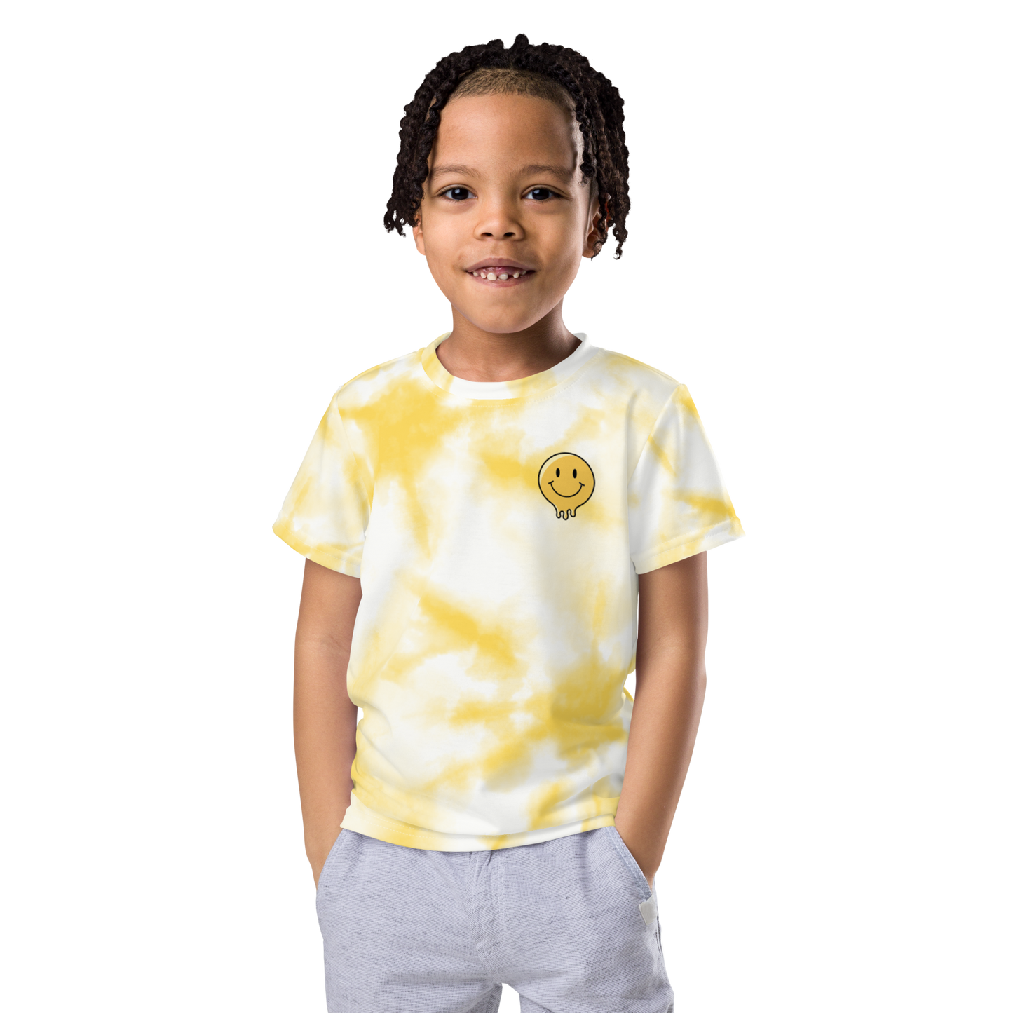 (Yellow) Smiley Tie Dye - Kids t-shirt