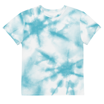 (Cyan) Tie-Dye - Youth crew neck t-shirt