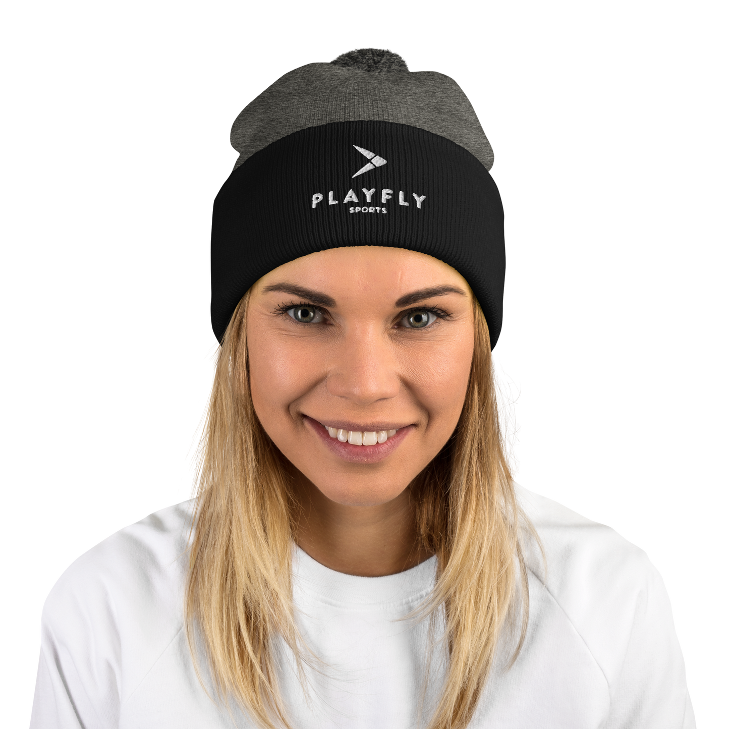 Playfly White - Pom-Pom Beanie