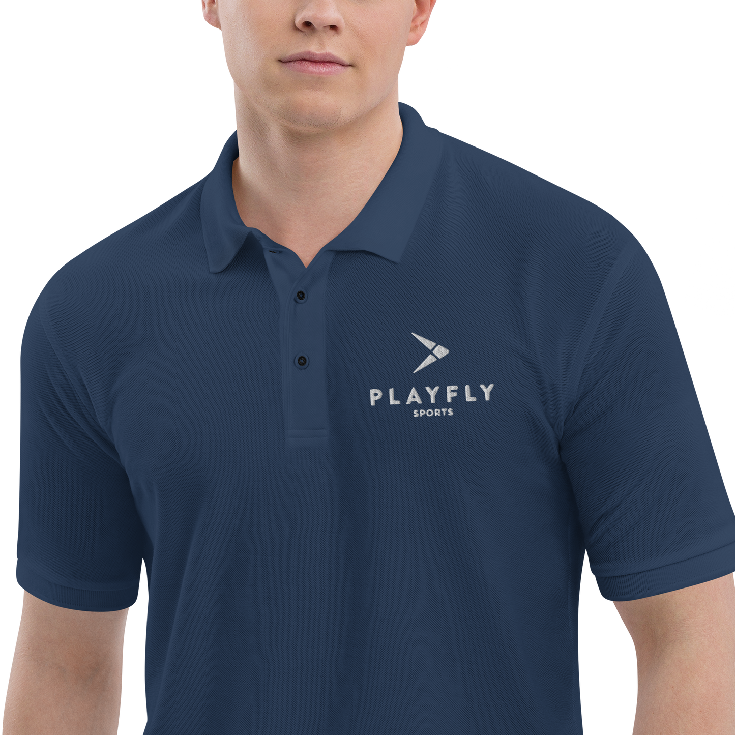 White Playfly Logo - Men's Premium Polo